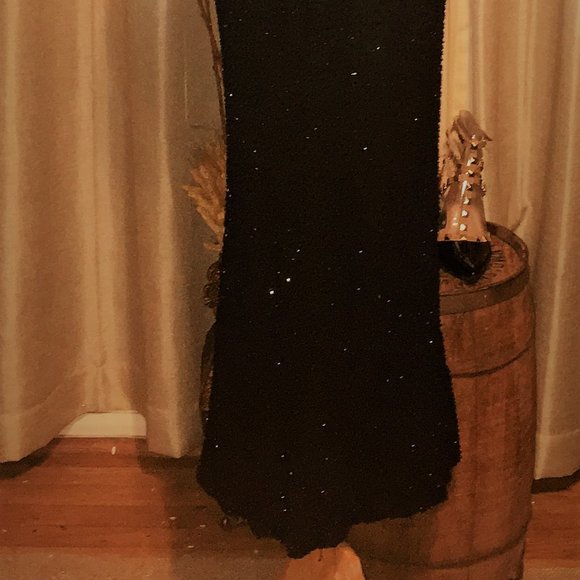 Jovani Black & White Beaded V back Mermaid Dress - Picture 5 of 11